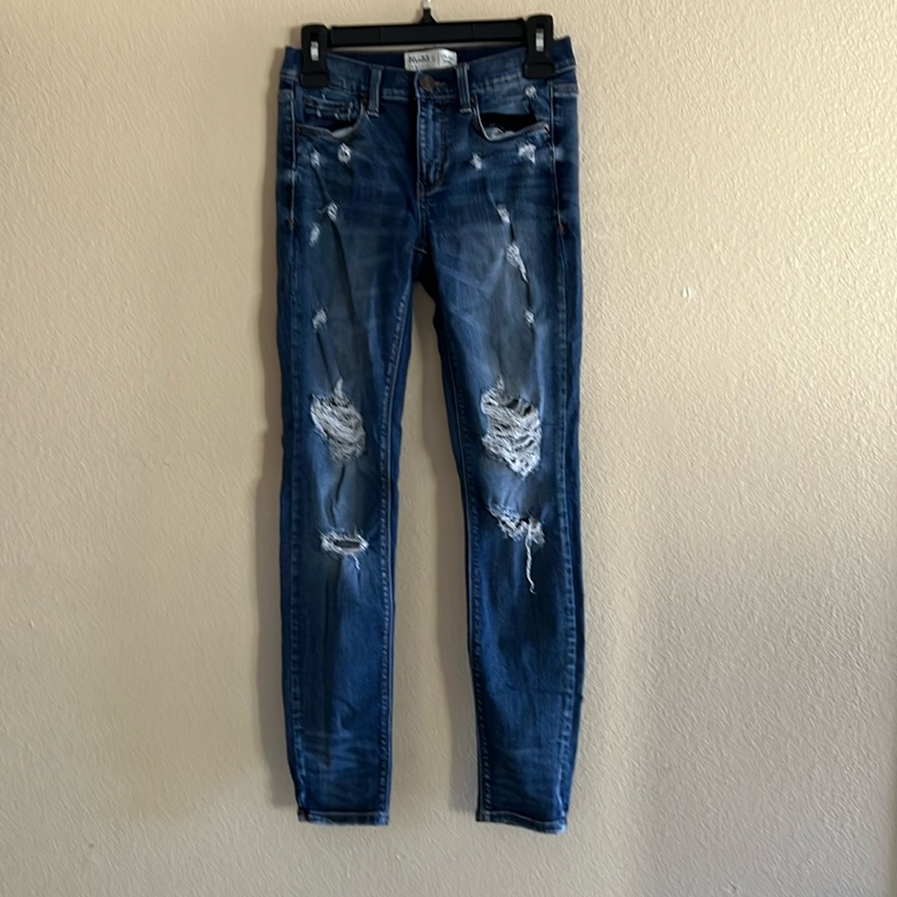 Junior’s Mudd Distressed Low Rise Skinny Blue Jeans size 5